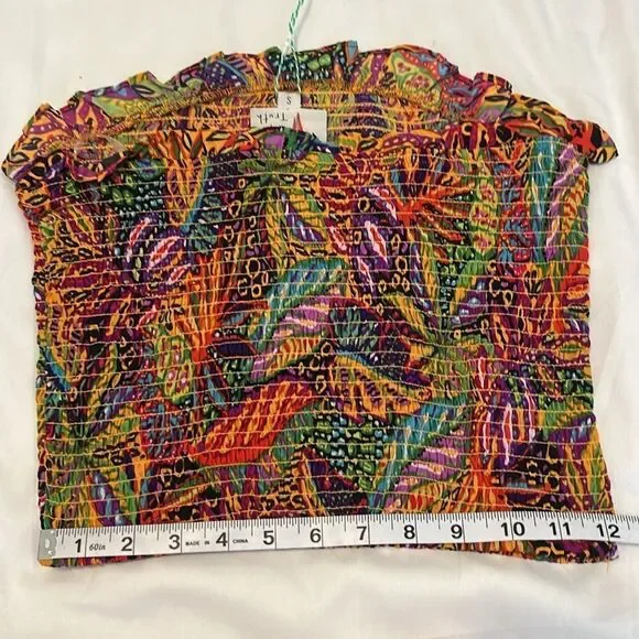 NWT Live 4 truth szS Colorful Leaf Print Two-Piece shorts with tube top set - Picture 13 of 17